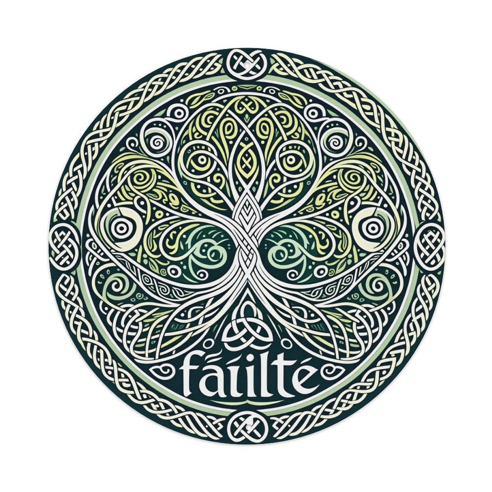 Celtic Knot Tree Design Pattern Round Tin Sign Vintage Metal Poster, Home Bar Garage Man Cave Cafe Indoor & Outdoor Wall Decoration 8x8Inches