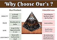 Vista 6 de Amazing Gemstone Organite Orgone Pyramid Extra Large 95MM - Orgone Energy Pyramid with Evil Eye, Hematite, Tiger Eye,Black Obsidian Crystals&Healing