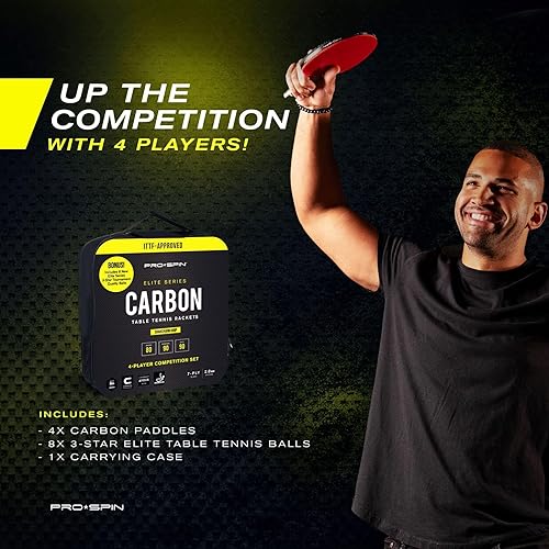 Vista 36 de PRO-SPIN Paletas de ping pong, raquetas de tenis de mesa de nivel profesional con fibra de carbono para un control superior Hoja de 7 capas, goma