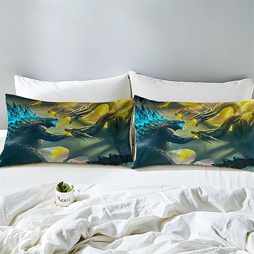 Miniatura 10 de Juego de funda de edredón para niños, tamaño individual, funda de edredón de dinosaurio, dibujos animados en 3D, rojo y negro, para adolescentes y