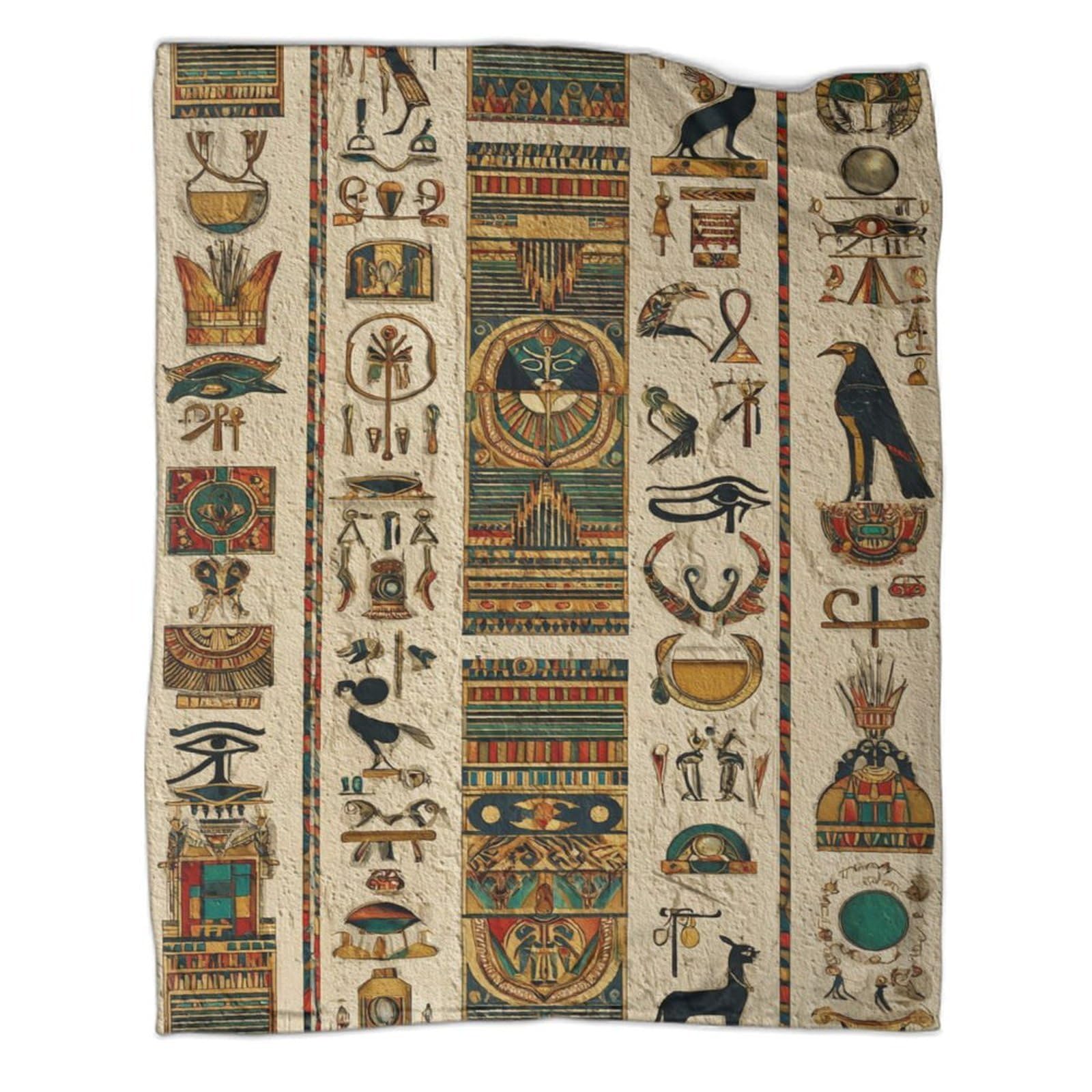 kaiyun Egyptian Patterns, Illustrations Outdoor Camping Printed Soft Breathable Warm Blanket Four Seasons Bedroom Bedspread 40x50inch(100x130cm)