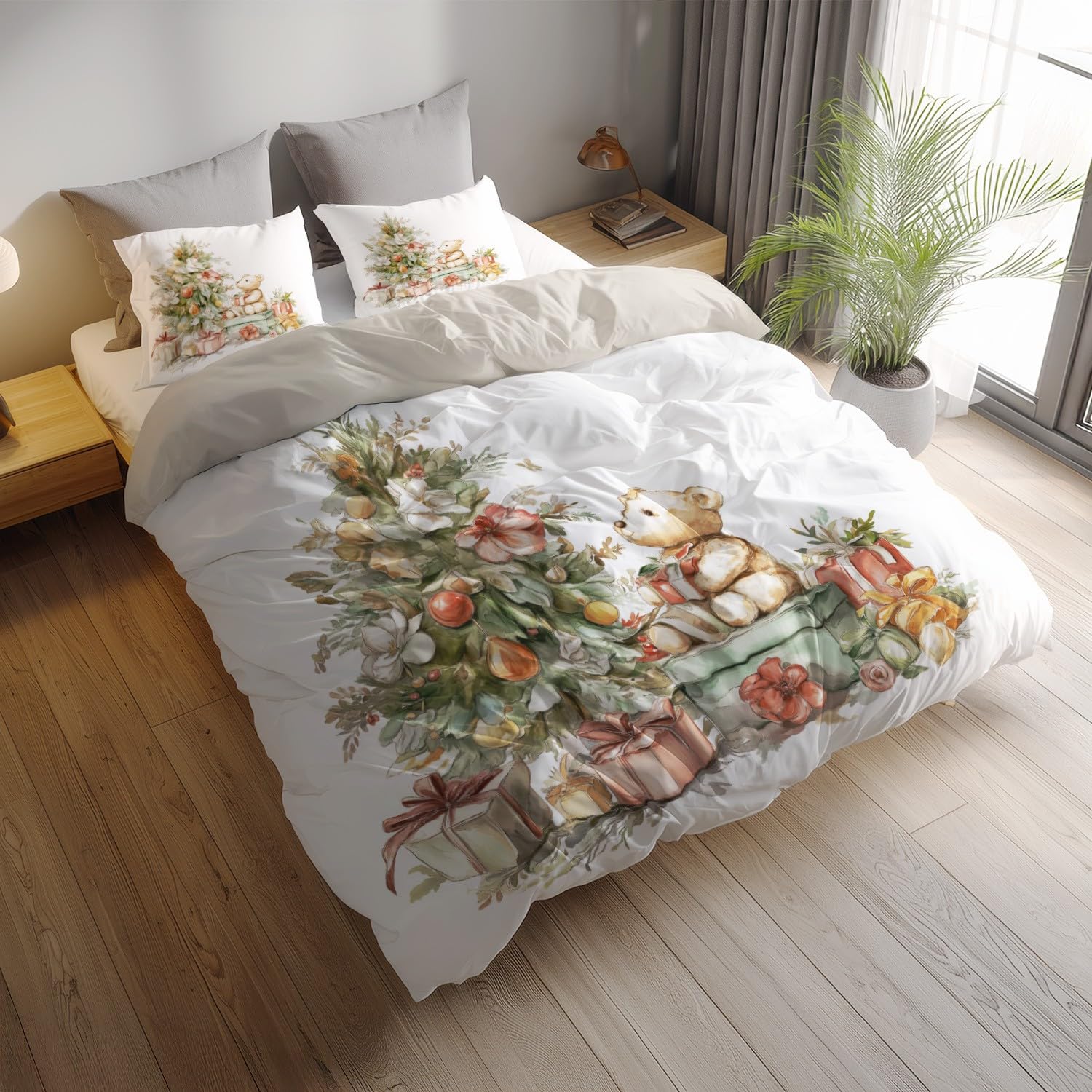 Funda Nórdica Cama 90 Funda de Edredón Blanco de Microfibra Juego de Cama para Adulto Cartoon festividad Regalos Reversible Ropa de Cama con Cremallera y Fundas de Almohada 50x75 CM
