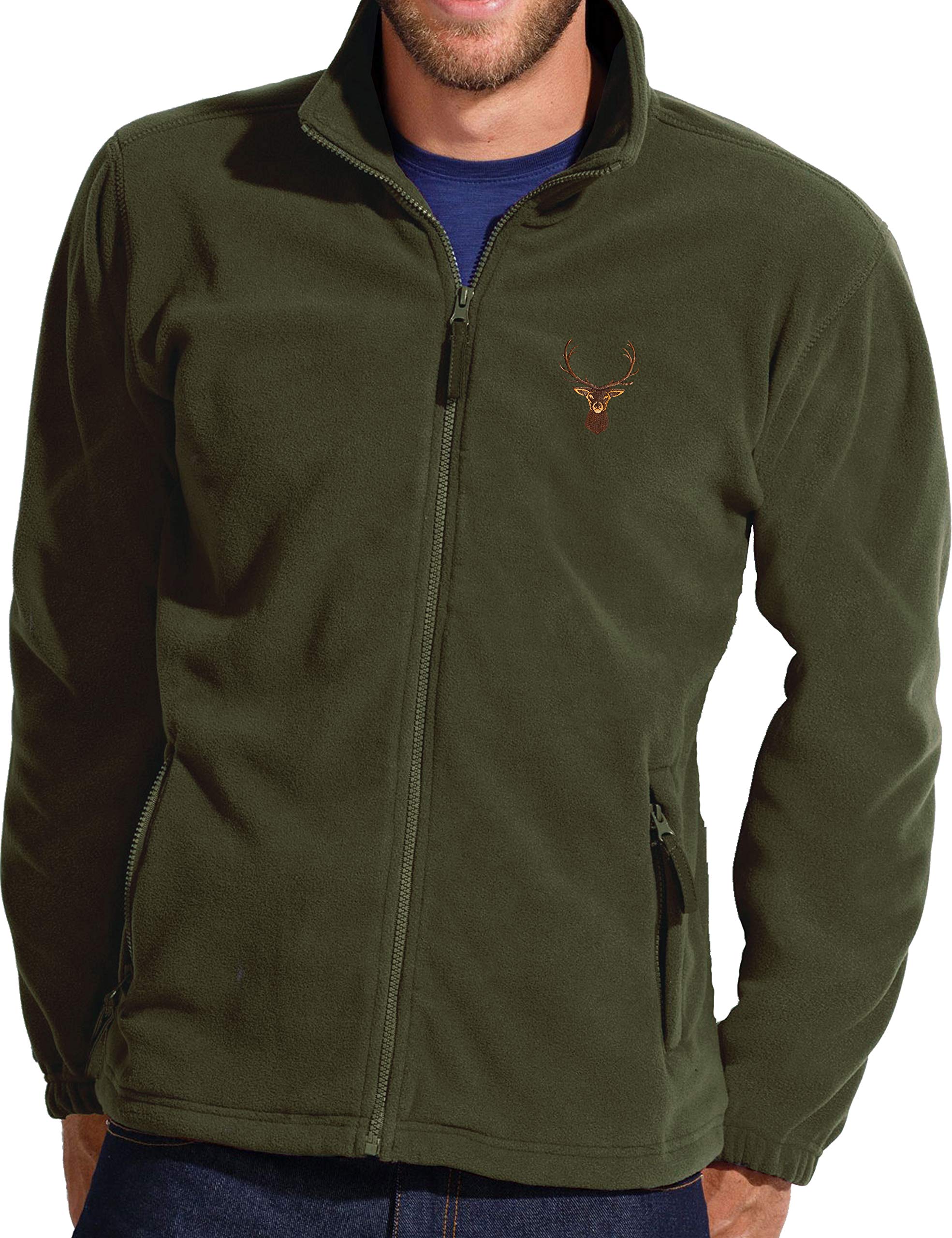 Chaqueta polar: Ciervo - Regalos para un Cazador - Chaleco para la caza - Ropa de trabajo - Fleece Jacket Outdoor - Montaña - Deporte - Ocio - Verde - Unisex