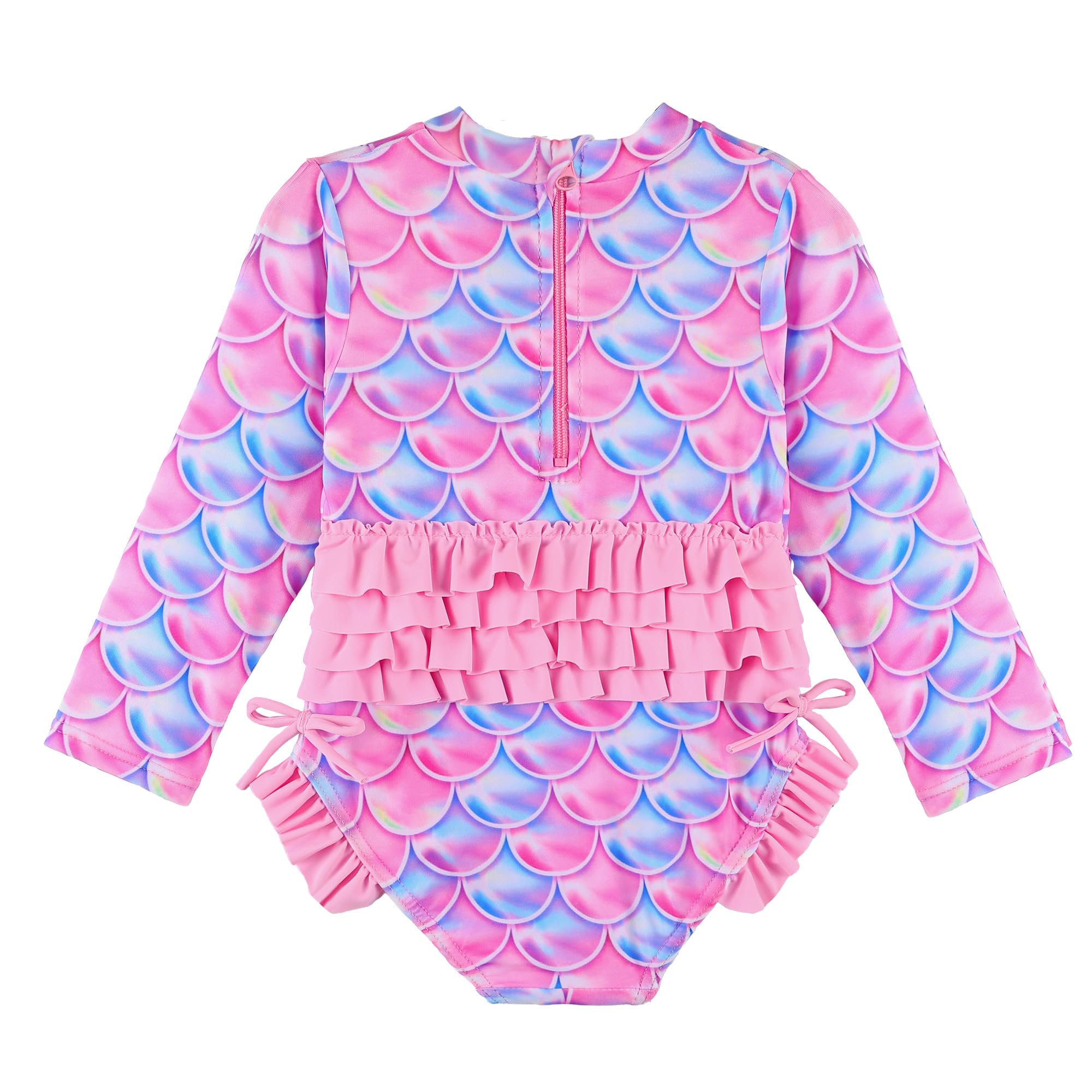 XFGIRLS Baby/Toddler Girls Swimsuit Long Sleeve One-Piece Bathing Suit Rash Guard for Kids UPF 50+ Swimwear
