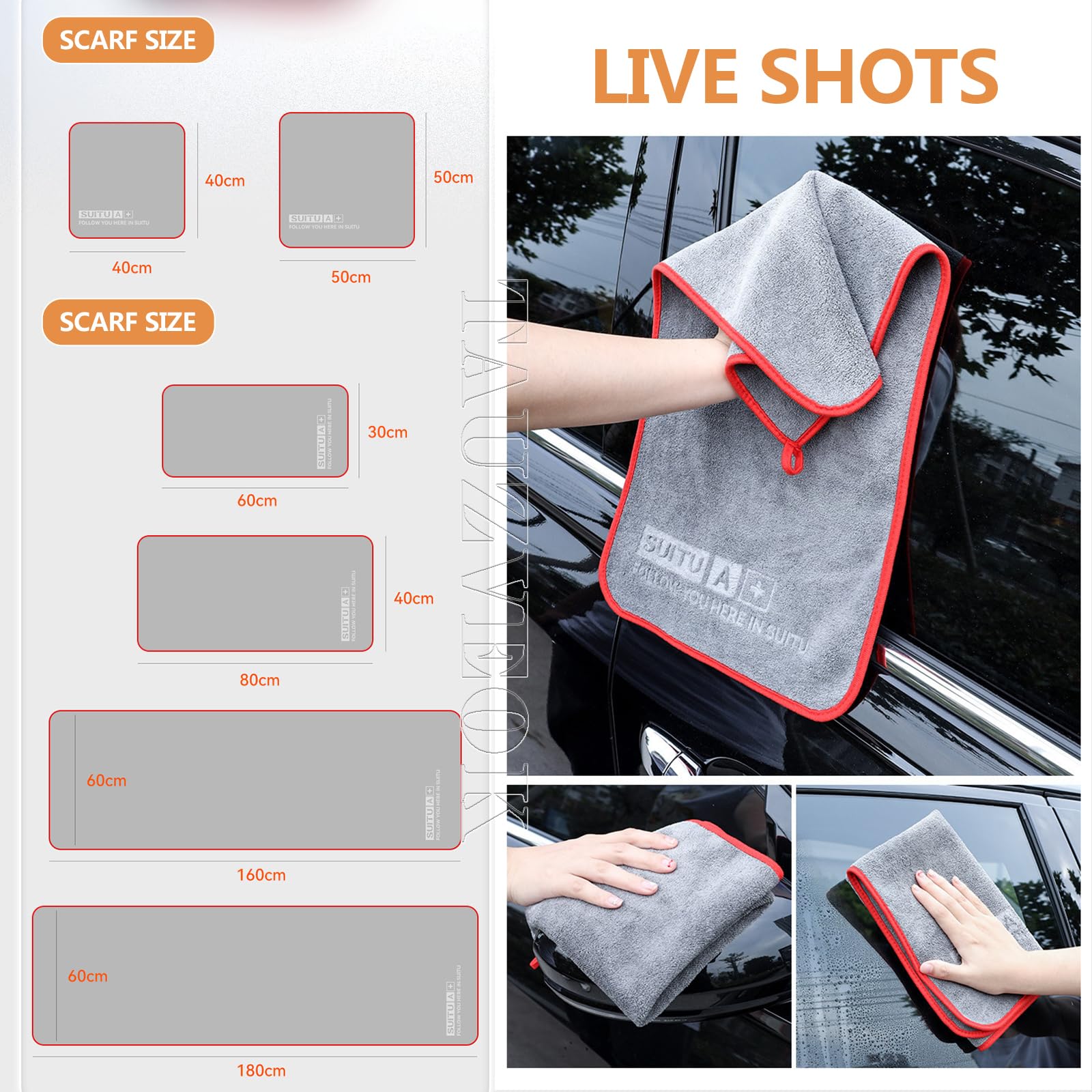 Paños Limpieza Coches, Paño Secado Coches, Paño Microfibra,Pulido Cuidado,Limpieza Ventanas,Microfibra Cuidado, Ultra Absorbente, Sin Pelusa,60 * 180cm*2PCS