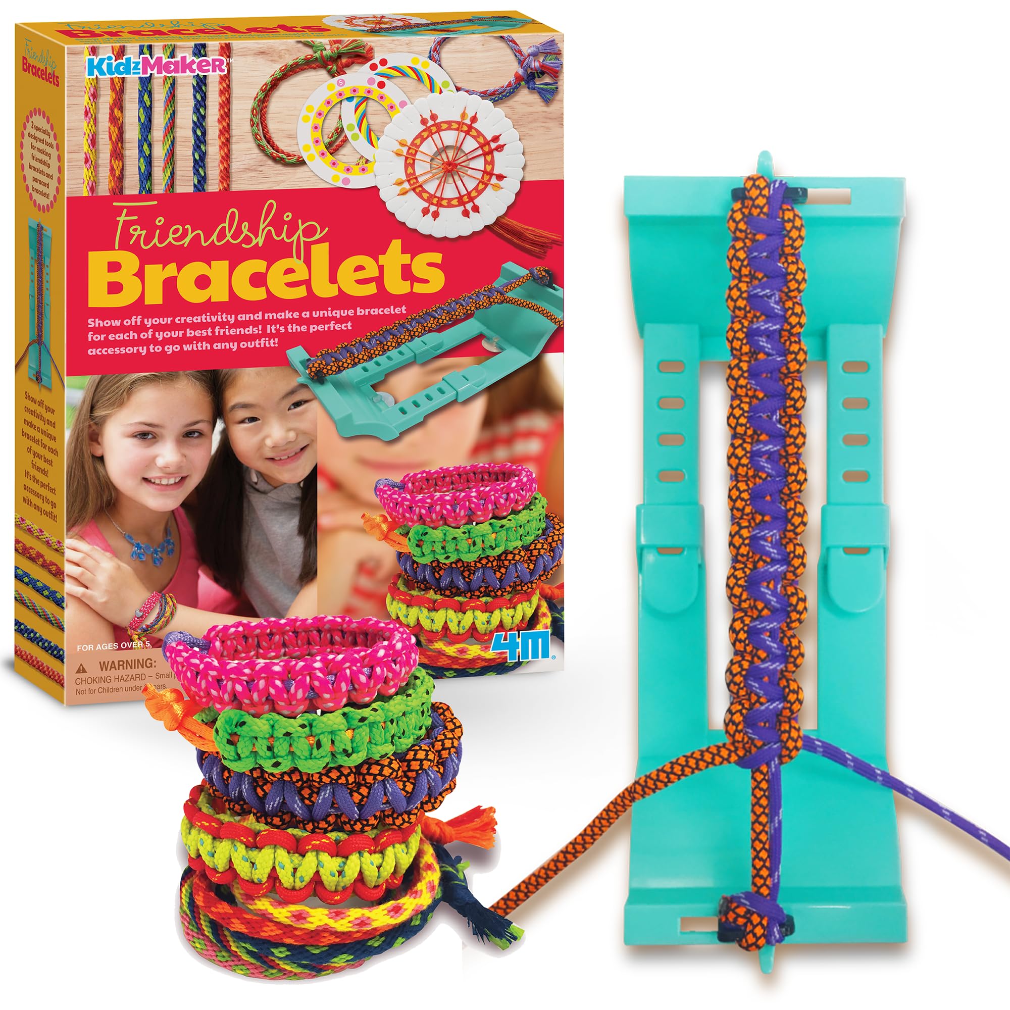 KidzMaker - Friendship Bracelets - DIY Craft Kit for Kids - Create Unique Friendship Bracelet Making KIT with Various Designs and Styles - Includes