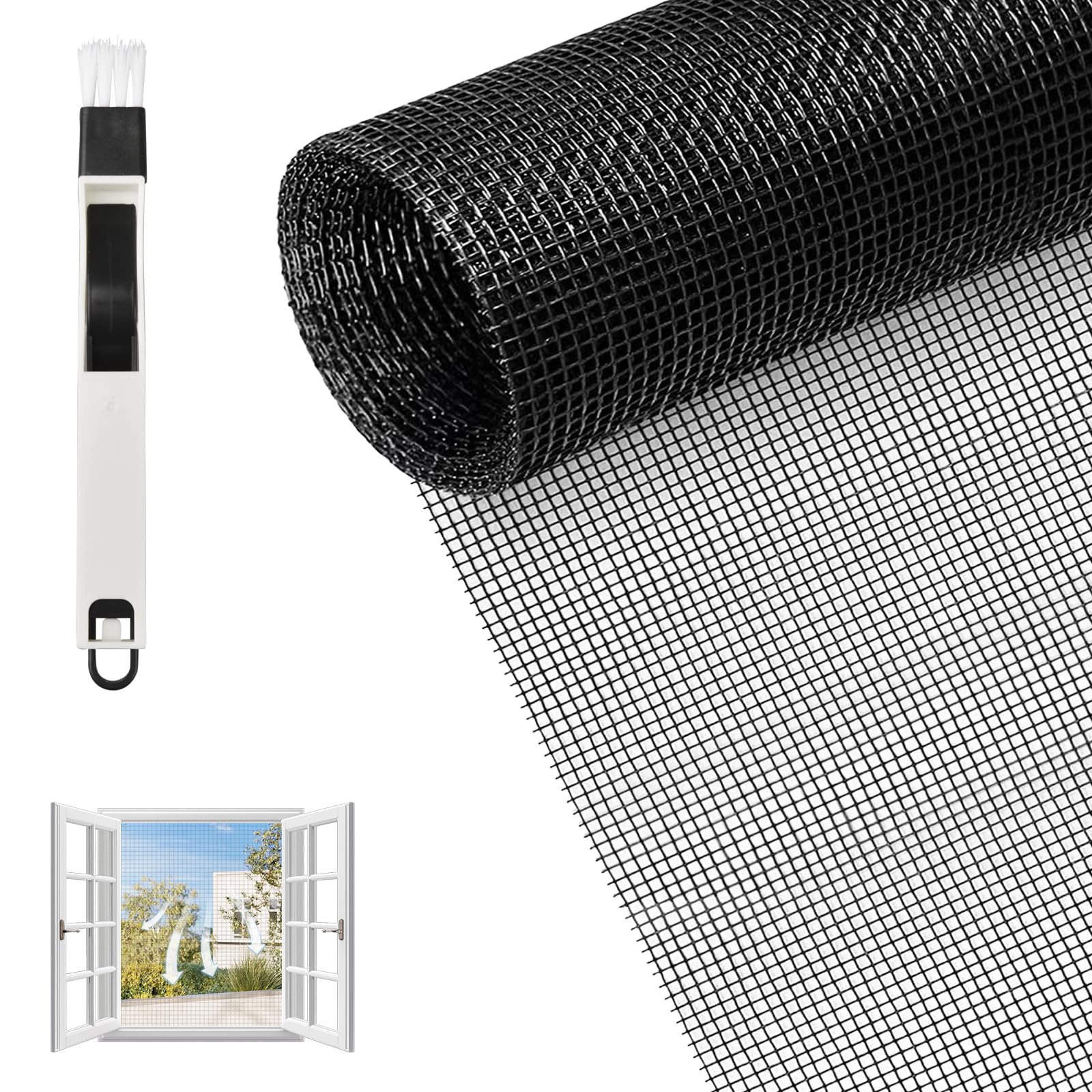 Moustiquaire de fenêtre 150x400 cm - Fibre de verre - Protection contre les insectes - Moustiquaire et grille de fenêtre - Robuste - Protection pour chats - Moustiquaire en gaze découpable pour