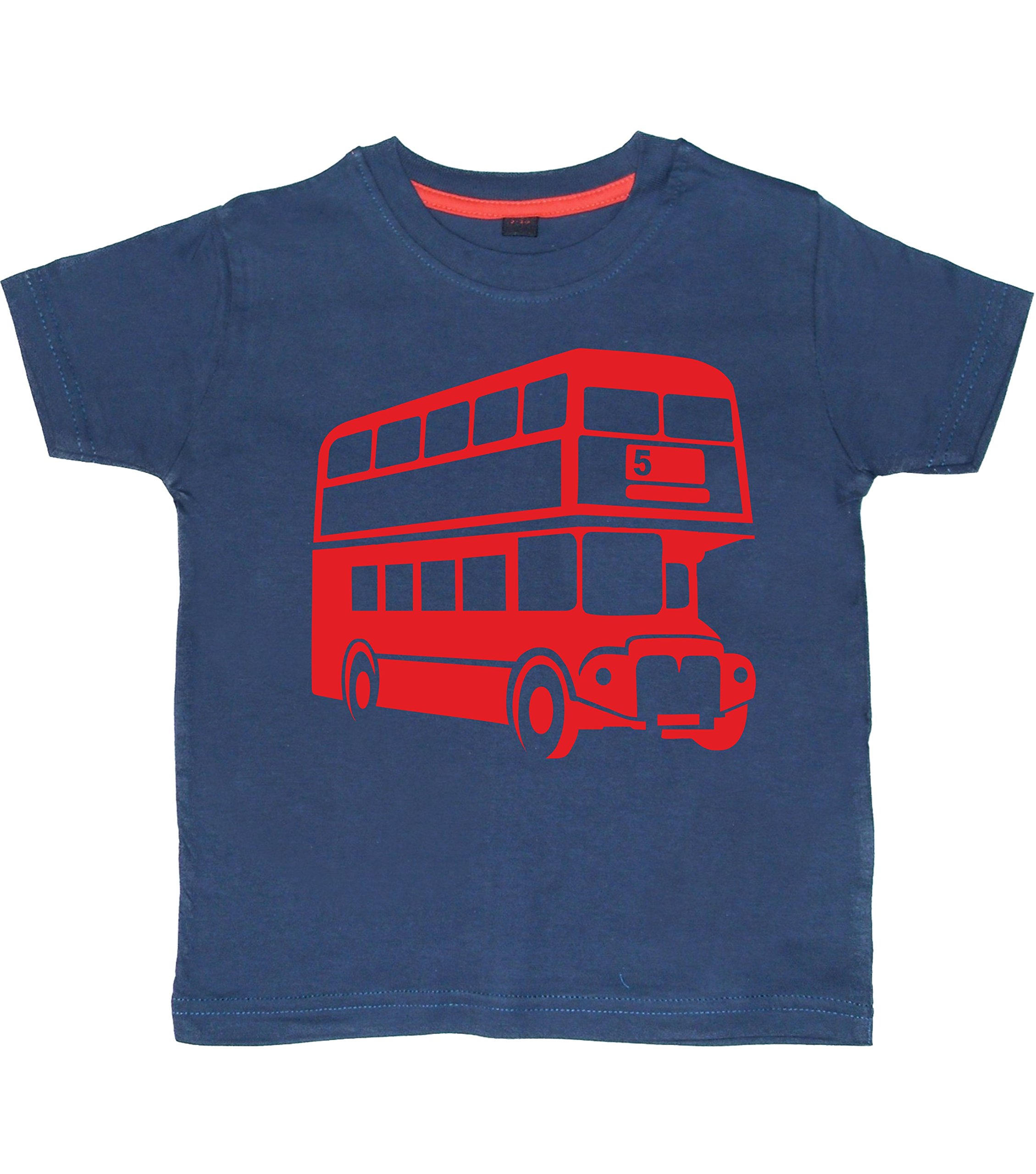 Edward Sinclair | 3-4 Years | London Bus DESIGN2 | Navy Children's T-Shirt | with red Print