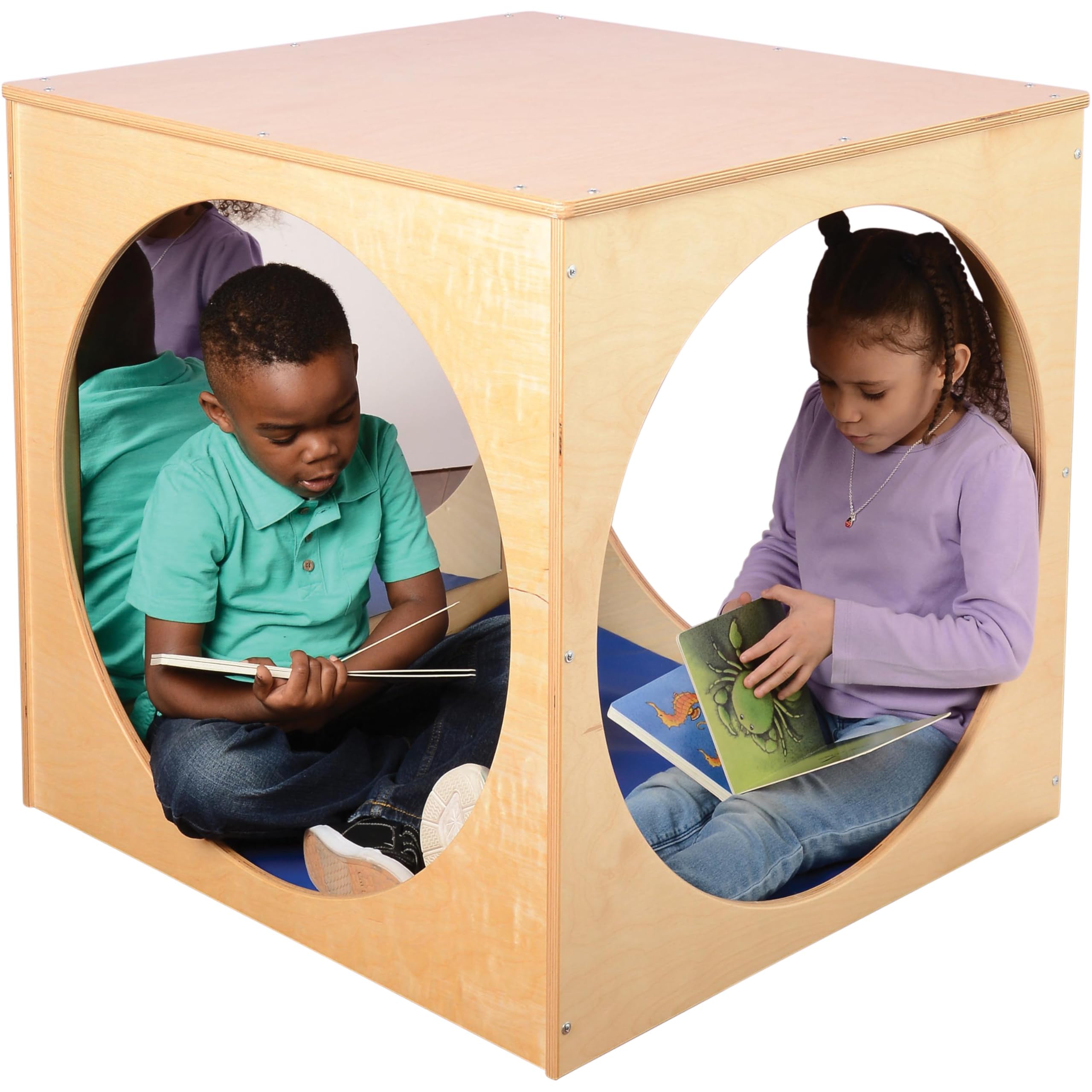 Constructive Playthings Hide Away Cube with Portholes Creating a Six Sided Safe Space, Durable Classroom Furniture for Schools, Daycares & Learning