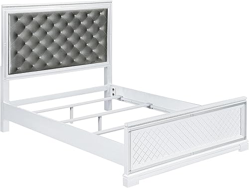 Coaster Eleanor - Juego de 4 piezas de madera tamaño King oriental en color blancoplateado