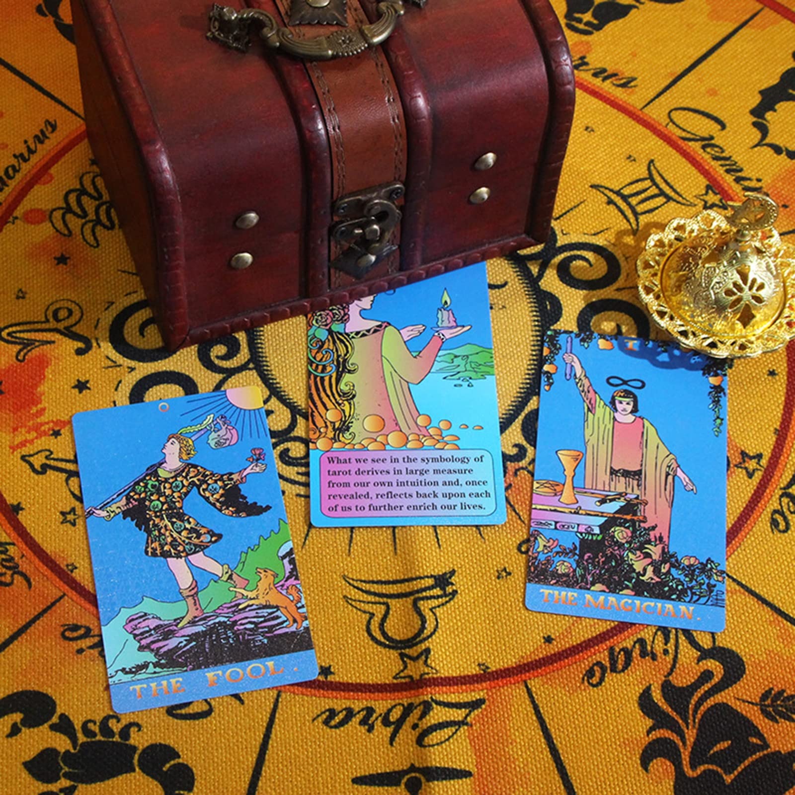 Jeu de cartes de tarot for débutants, jeu de cartes de tarot, cartes de tarot avec guide for débutants, imperméable en PVC holographique 78 jeux de tarot classiques, jeu de divination, outil de divina