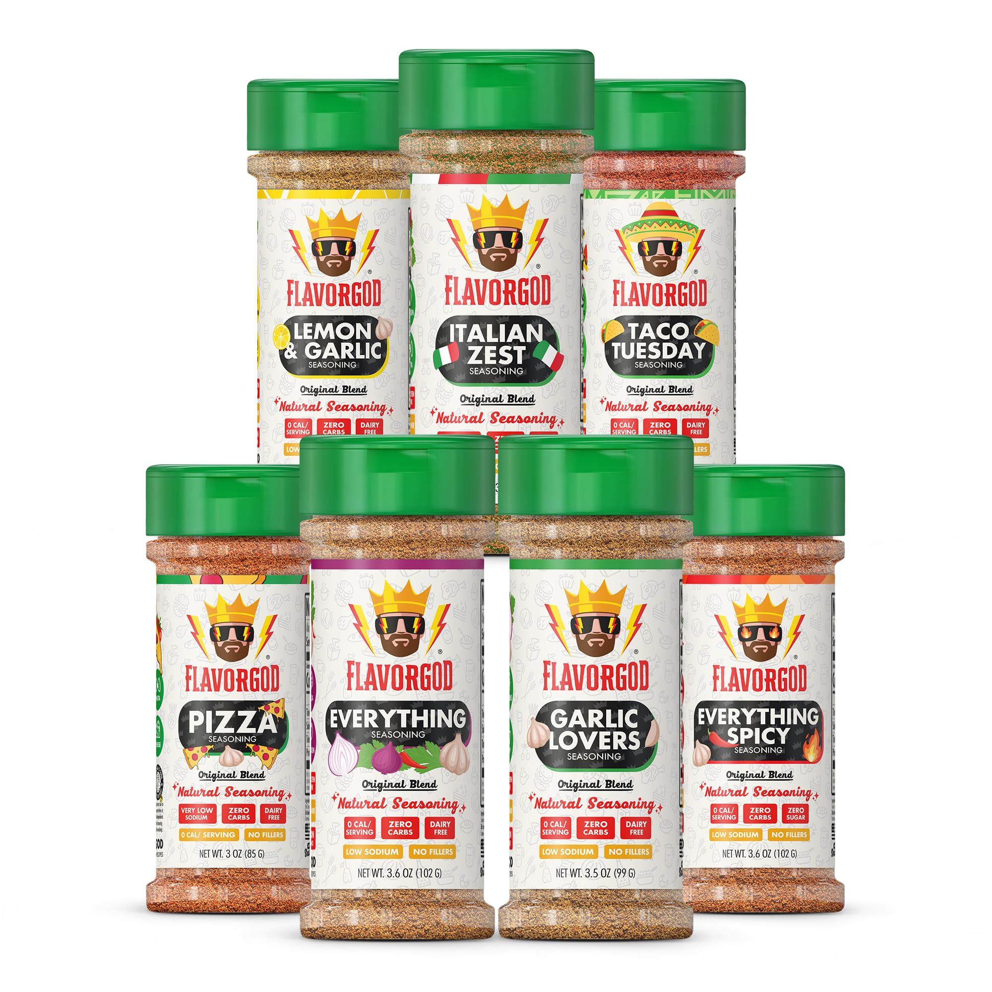 Startup Chef Spices, Combo Pack of 7 - (Everything, Everything Spicy, Garlic Lovers, Lemon & Garlic, Pizza, Taco Tuesday & Italian Zest) - Herb, Spice, & Seasoning Gift Set by Flavor God