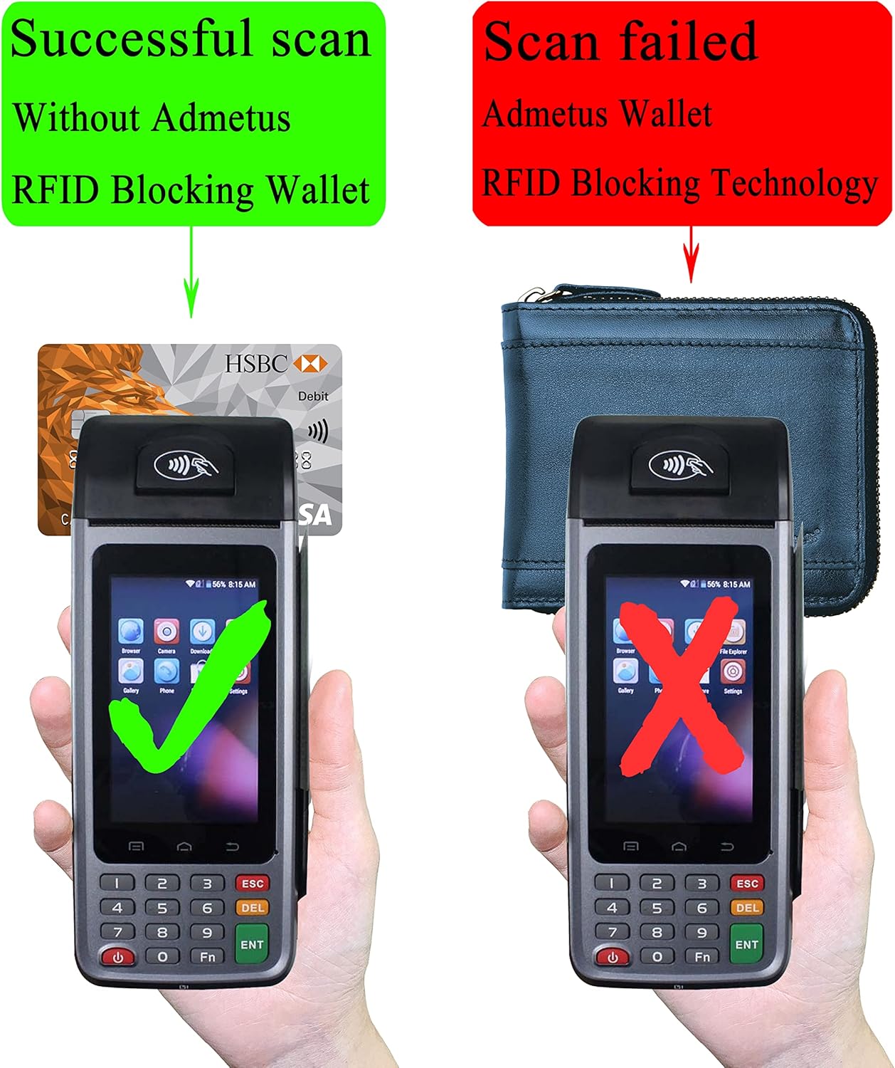 Admetus Mens RFID Blocking Wallets Zipper Leather Wallet for Men Bifold RFID Card Holder - Image 6