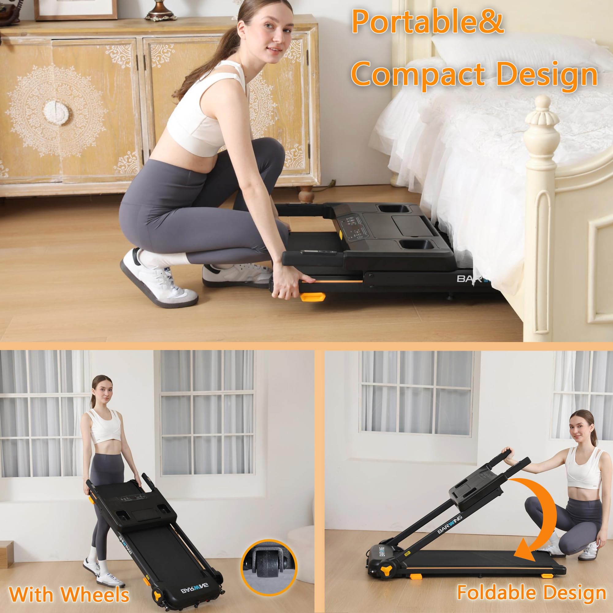 Amazon | BARWING 折りたたみ式トレッドミル 傾斜付き 3.5HP