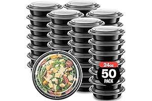 50-Pack 24 oz Reusable Meal Prep Containers Microwave Safe Lunch Boxes