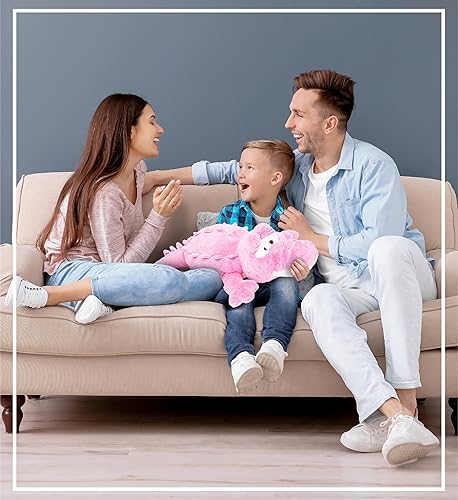 Miniatura 7 de DolliBu Animales de peluche de cocodrilo rosa  Piel suave abrazable rosa XL cocodrilo y cocodrilo rosa sentado adorables juguetes de peluche,