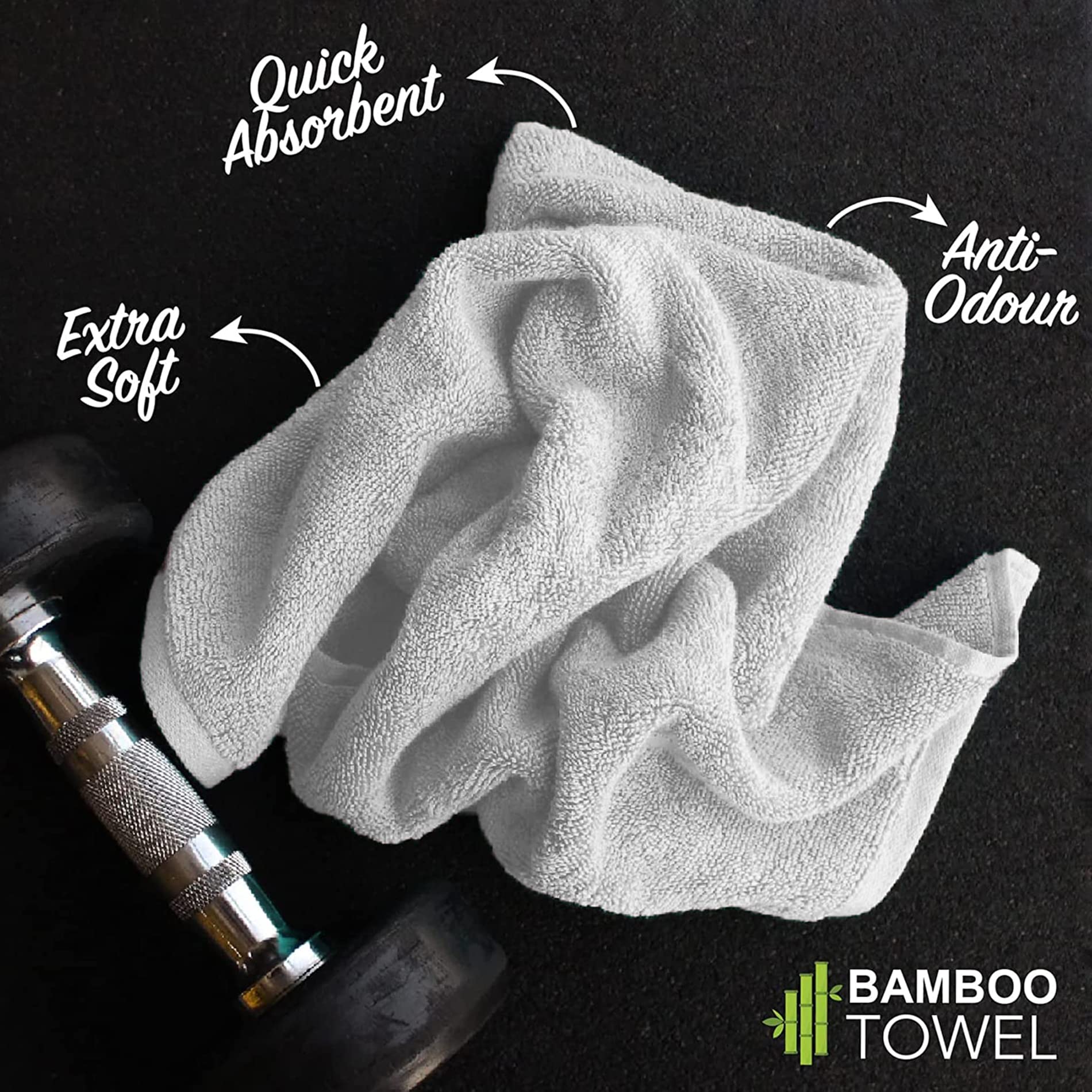HEELIUM Toalla de baño de bambú, ultra absorbente, 3 veces más suave que las toallas de algodón, 140 x 70 cm, 600 g/m², paquete de 2, gris claro, gris