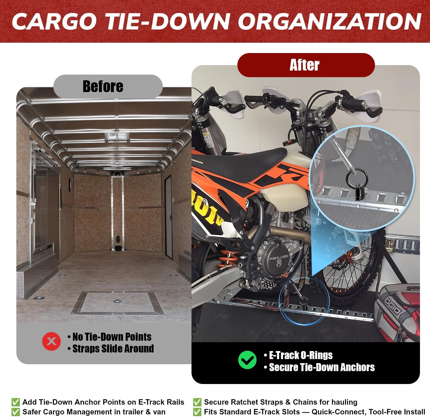 10-Pack E-Track O-Rings, Heavy-Duty Alloy Steel with E-Coating, Corrosion & Rust Resistant, Compatible with E Track Tie-Down Rails