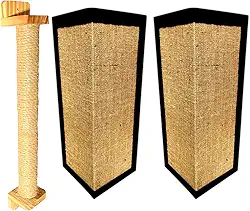 Kit 1 Arranhador Poste Parede + 2 Sisal De Canto Sofá P Gato