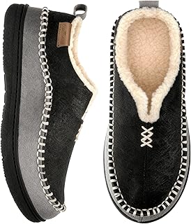 EverFoams Men's Moccasin Slippers Memory Foam Indoor/Outdoor Warm Suede House Shoes with Fuzzy Sherpa