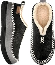 EverFoams Men's Moccasin Slippers Memory Foam Indoor/Outdoor Warm Suede House Shoes with Fuzzy Sherpa Lining