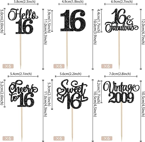 Miniatura 9 de Rsstarxi Paquete de 24 adornos vintage de 1984 para cupcakes con purpurina de cuarenta y hola de 40 saludos a 40 fabulosas selecciones de cupcakes