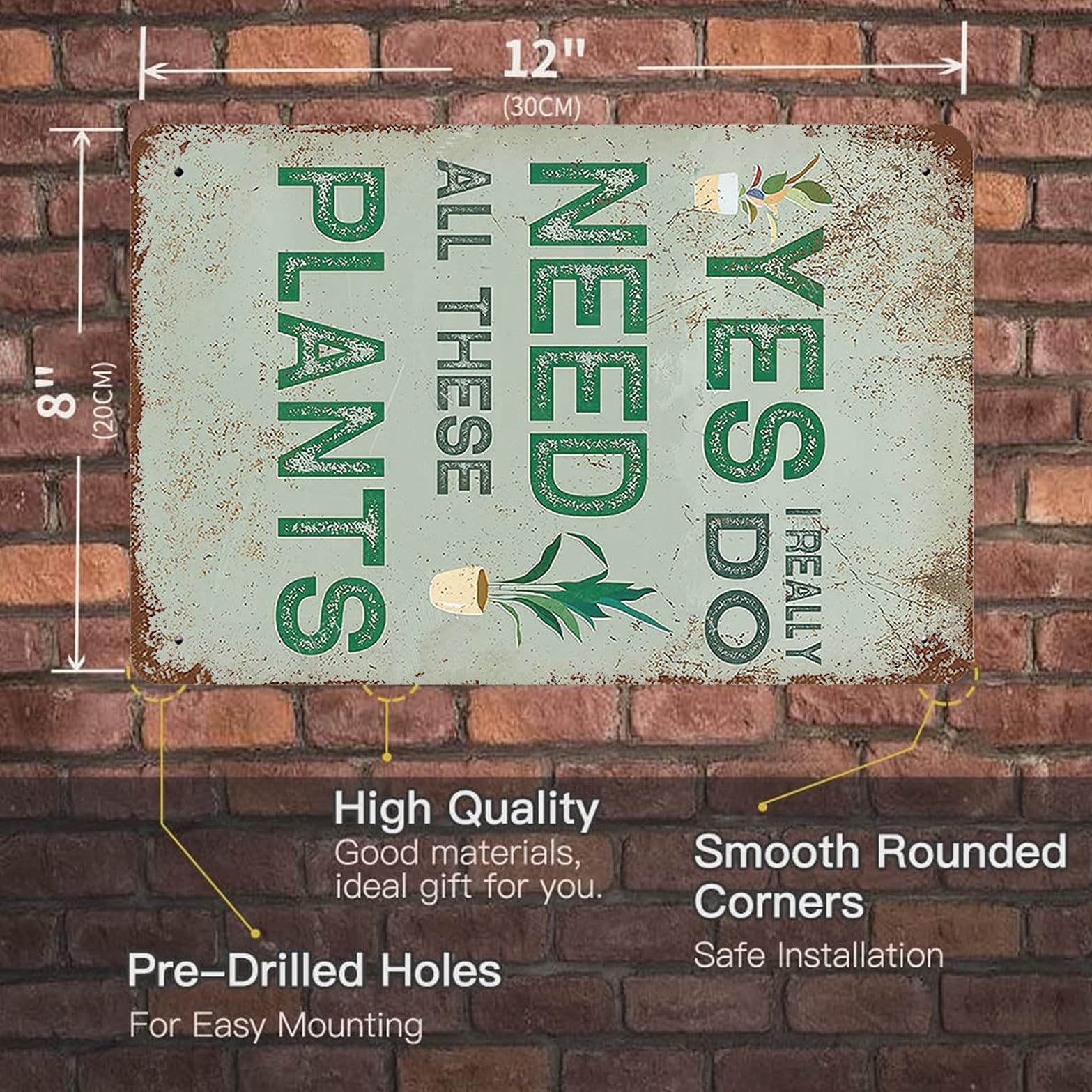 LittleGrove Seeds Cartel De Metal Con Diseño De Cactus Suculentas, Con Texto En Inglés "Yes I Really Do Need All These Plants", Letrero De Metal Para Cultivador, Jardinero, Vintage, Arte De