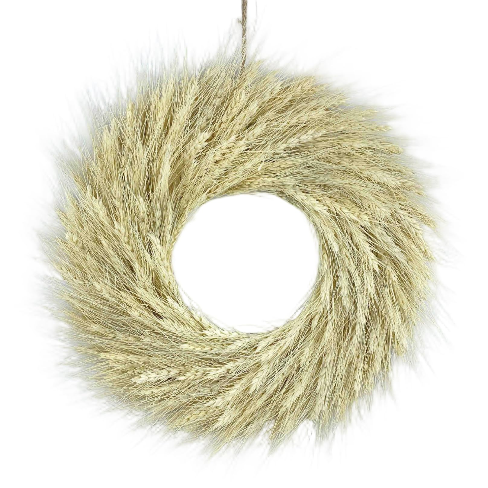 Pampasgras-Kranz, künstlicher getrockneter Weizen-Türkranz, 39, 9 cm, Ernte-Herbstdekor für Bauernhaus, drinnen und draußen, Fensterwand, Weizenkranz, Pampas-Kranz, Herbstkranz