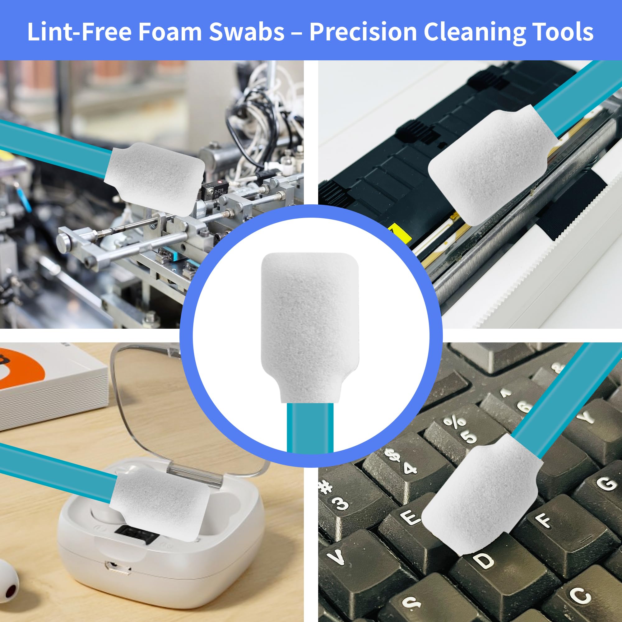 Lint-Free Foam Swabs - Precision Cleaning Sticks -3 Lint-Free Foam Swabs - Precision Cleaning Sticks -3