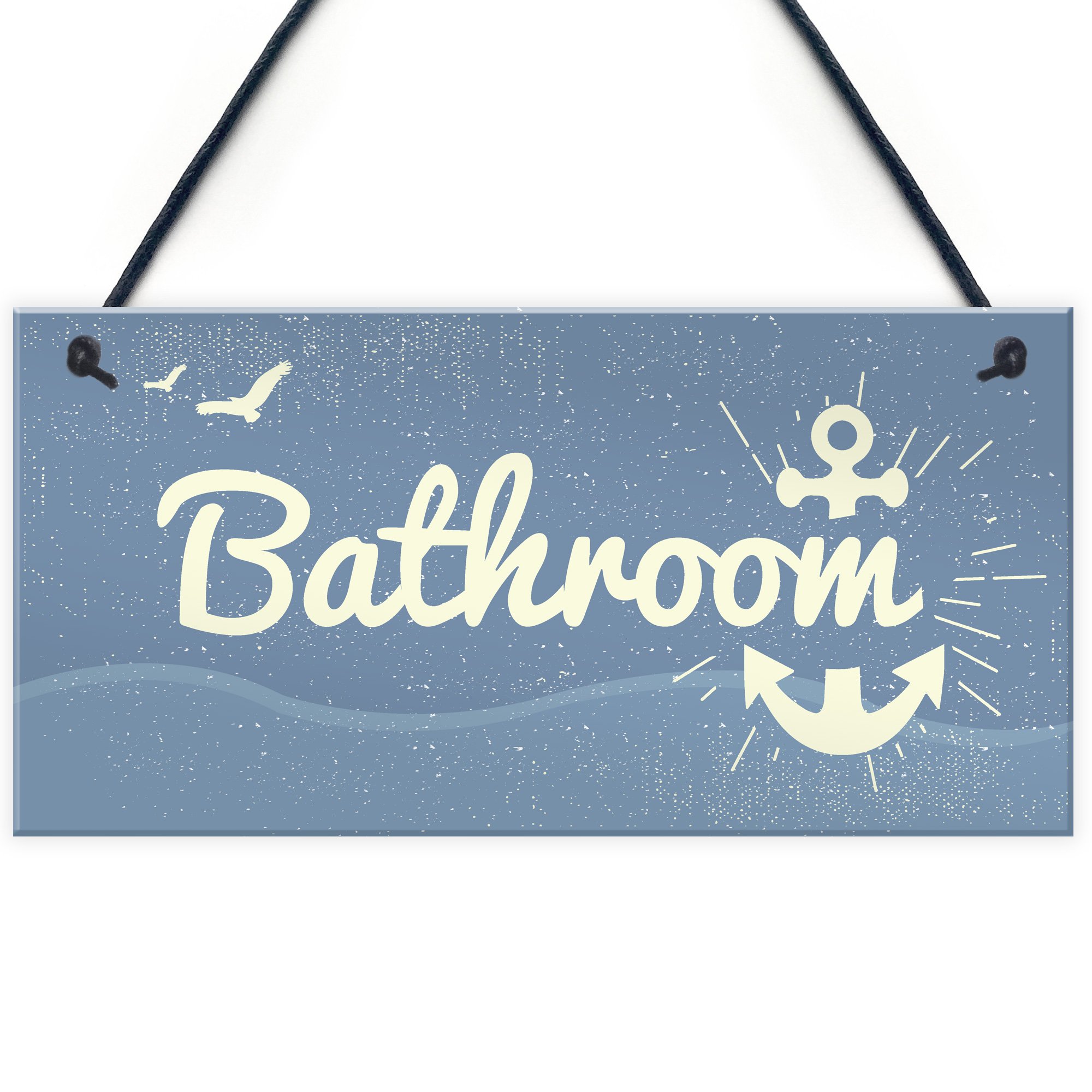 RED OCEAN Bathroom Toilet Hanging Plaque Seaside Nautical Accessories Shabby Chic Vintage Door Sign Gift