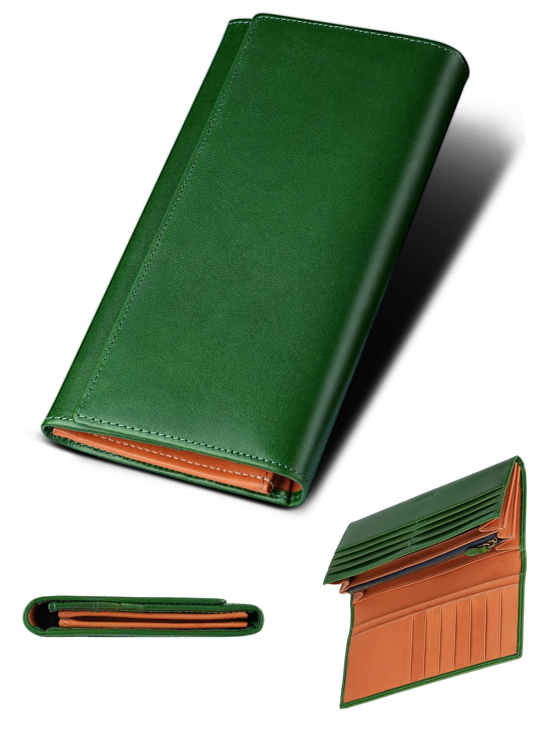 Fabriczio Wallet, Men's, Women's, Long Wallet, Bifold with Gusset, Coin Purse, Thin, Large Capacity, 21 Cards, Easy to Use, Italian Leather, Made by Top Leather Craftsmen, Genuine Leather, YKK Zipper 