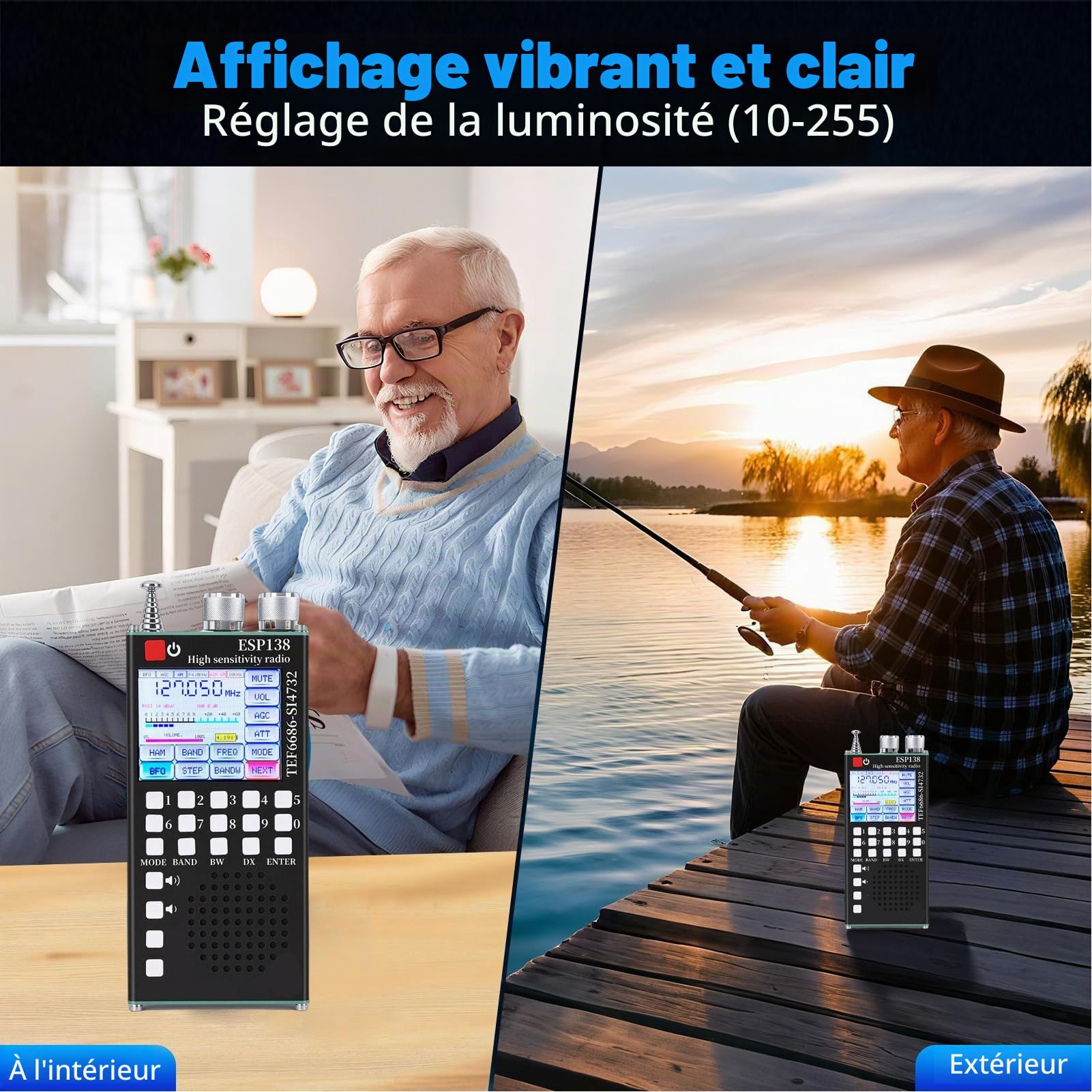 Radio Pleine Bande, Double Système SI4732 Bluetooth 5.0 avec écran Tactile IPS de 2,4 Pouces pour Les Amateurs de Radio Amateur