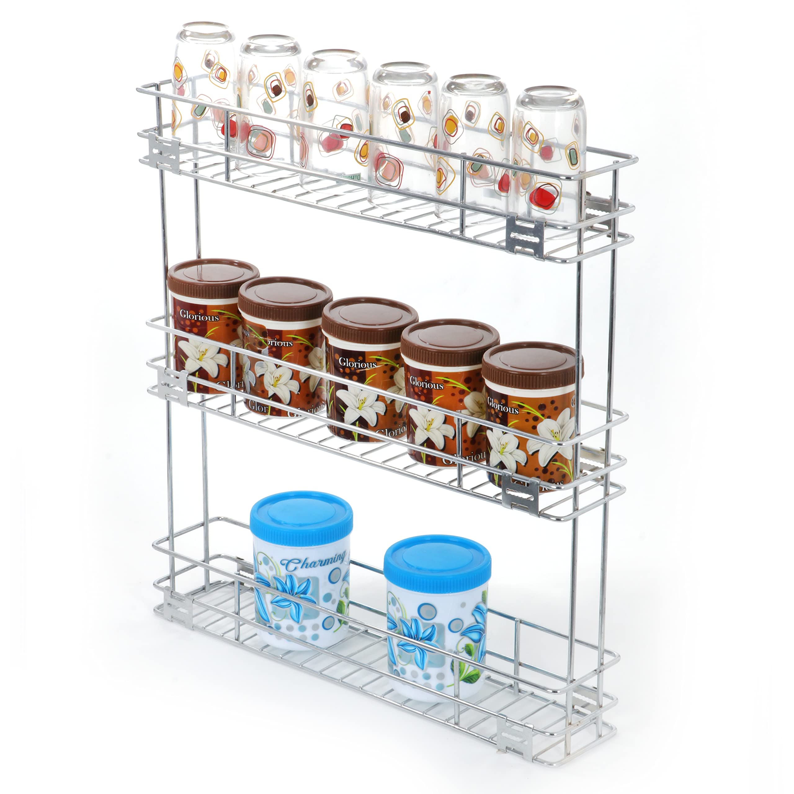 FIT N FORGET Stainless Steel Kitchen Multipurpose PULLOUT Basket(4 INCH) (Size:-50.5 * 10 * 53 CM)