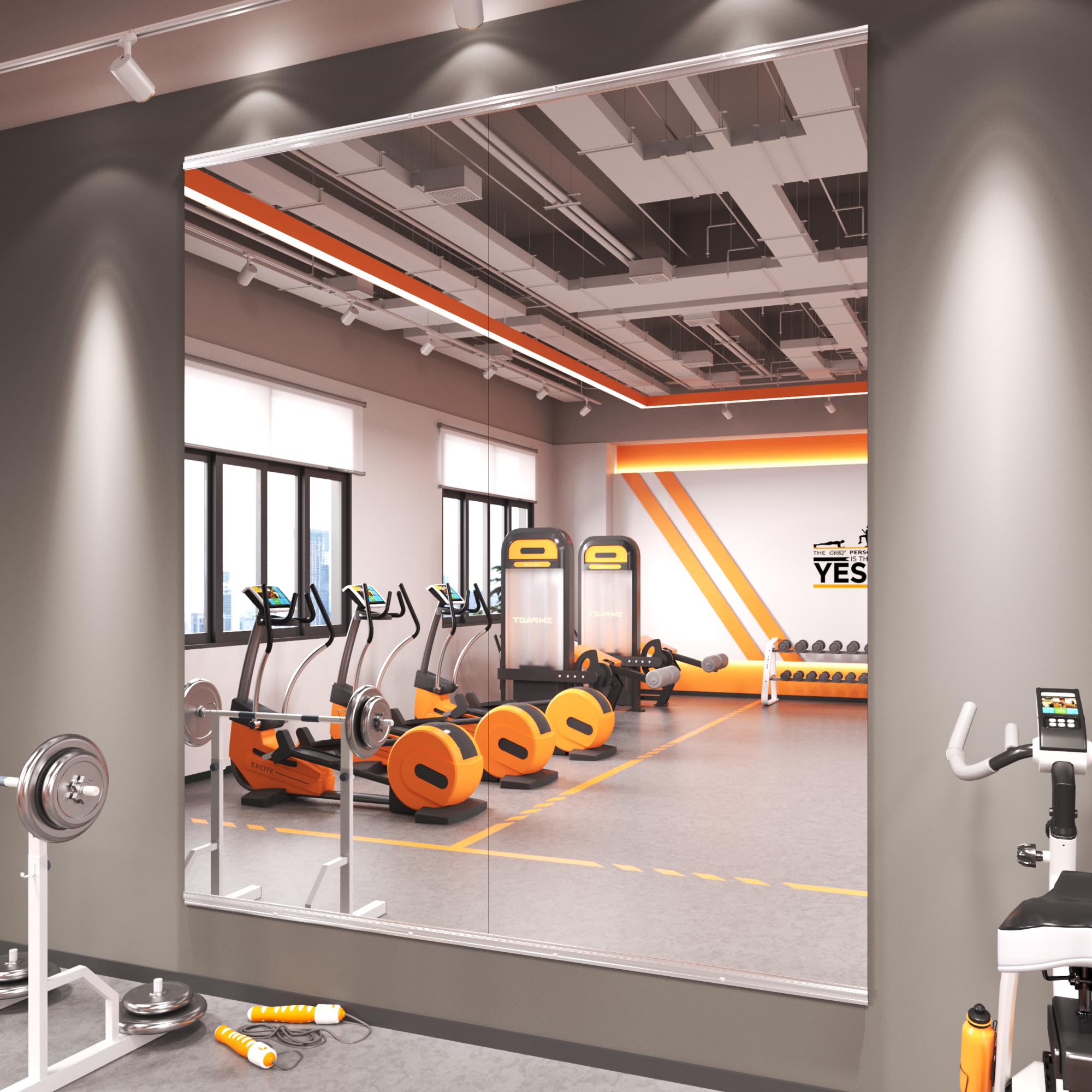 Amorho 72''x32''(Each)-2PCS Gym Mirror, Tempered Glass, Frameless Full Body Mirror for Home, Yoga Studios, Dance Rooms, Garage Gyms.