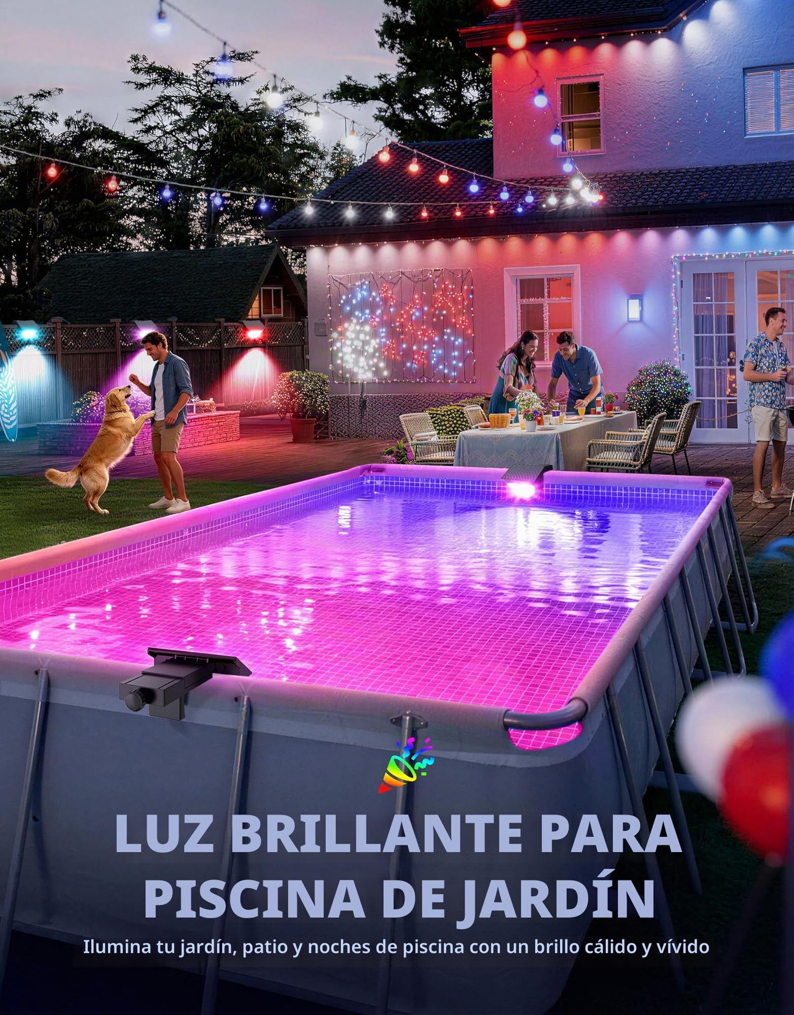 DeeprBetter 2026 Actualizado Luces Piscina Solares, Luz Solar Piscina RGB Multicolor, IP68 Impermeable Luces LED Piscinas sin Instalacion con 10 Modos de Iluminación, Luces Piscinas Desmontable Jardín
