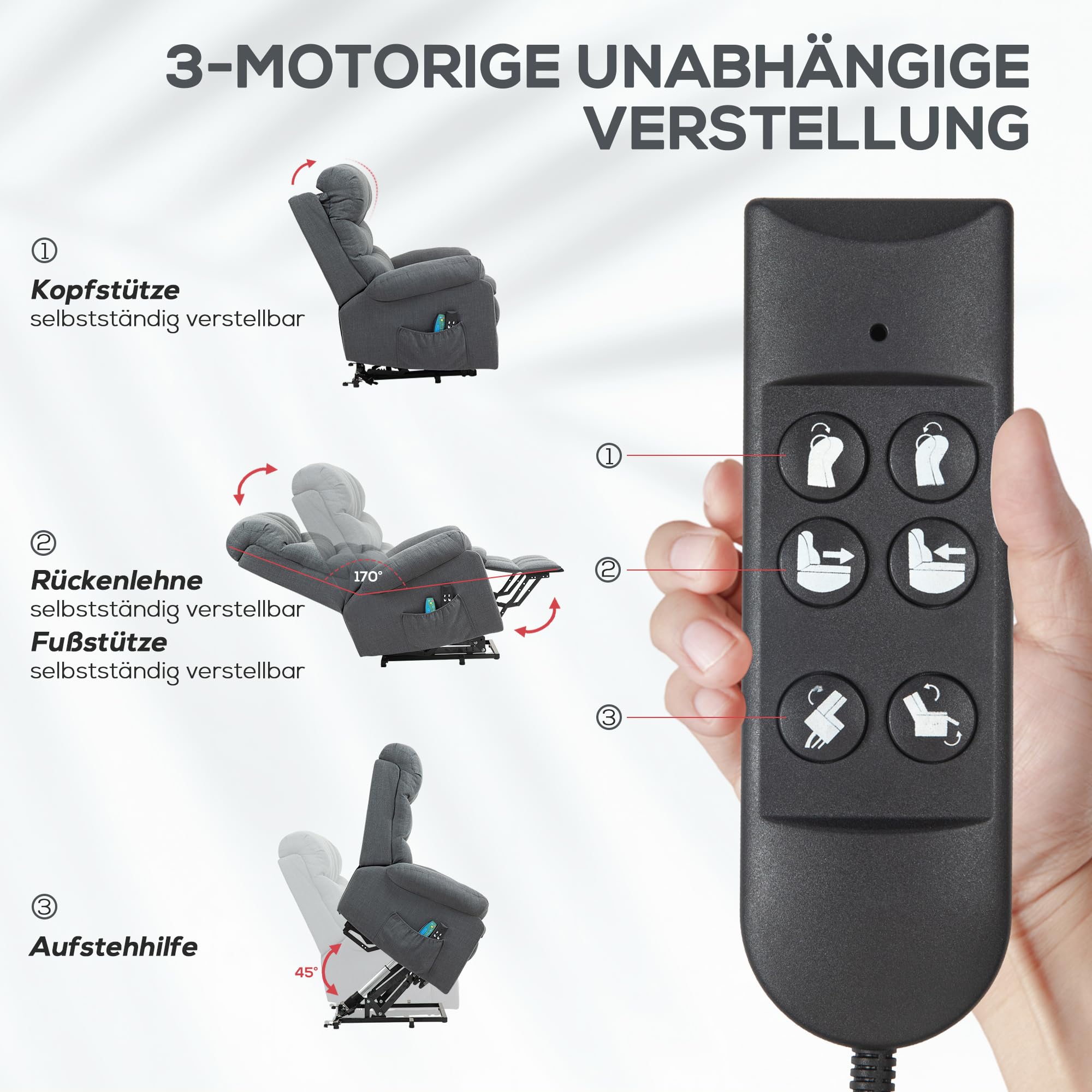 HOMCOM Poltrona recliner massaggiante elettrica grigio scuro