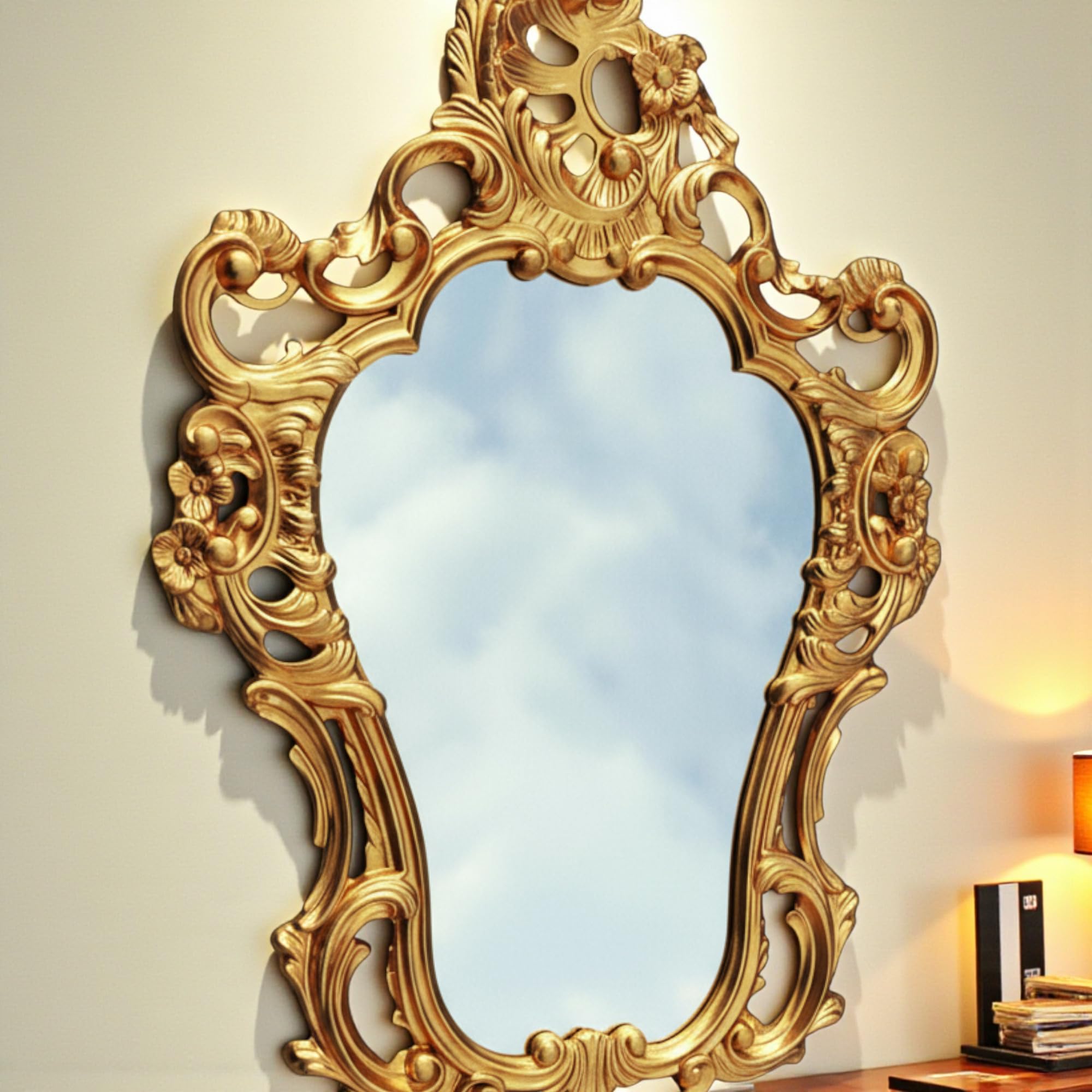 Generisch Specchio da parete barocco oro antico specchio da bagno, 50 x 76 cm, ovale