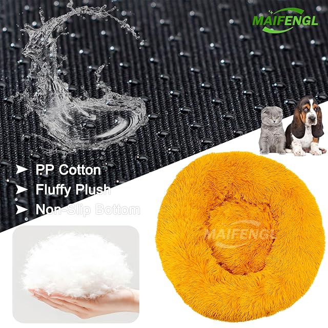 Foto 2 de 7 de MAIFENGL Cama para Perros, Camas de Gatos Perros Donut con Parte Inferior Antideslizante