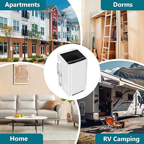 Miniatura 7 de Lavadora portátil, 2.1 pies cúbicos de lavado y centrifugado completamente automático combinado con 10 programas, máquina de lavandería eléctrica