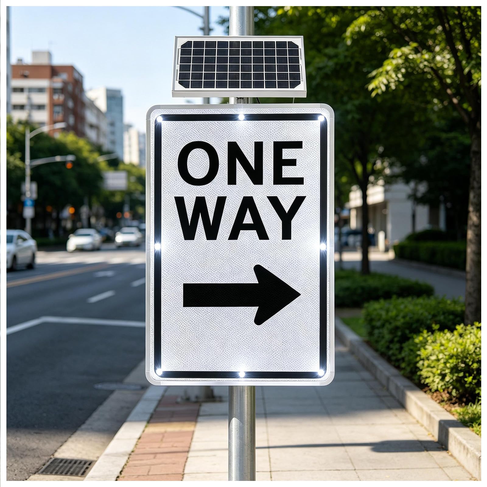 Señal de Flecha de Sentido único de 18x24 Pulgadas RightArrow | Metal inoxidable con orificios de montaje, duradero para entradas de vehículos, estacionamientos y caminos privados