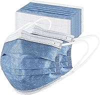 Vista 12 de akgk Mascarillas desechables de 100 unidades, máscara facial azul, máscara desechable de 3 capas con cintas elásticas para las orejas