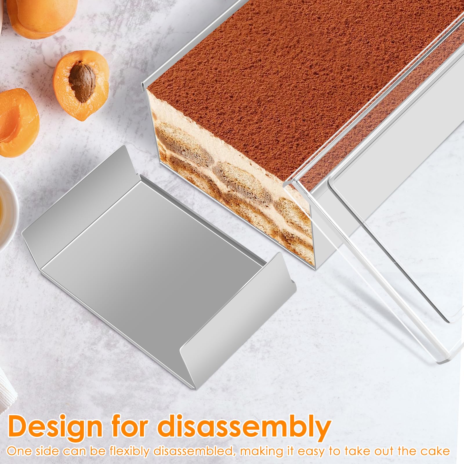 Moule à gâteau rectangulaire en acier inoxydable Tiramisu, non toxique, sans BPA, réutilisable, pour gâteaux, brownies, gâteaux au fromage, lasagnes, gâteaux, pain (40 x 10 x 6 cm)