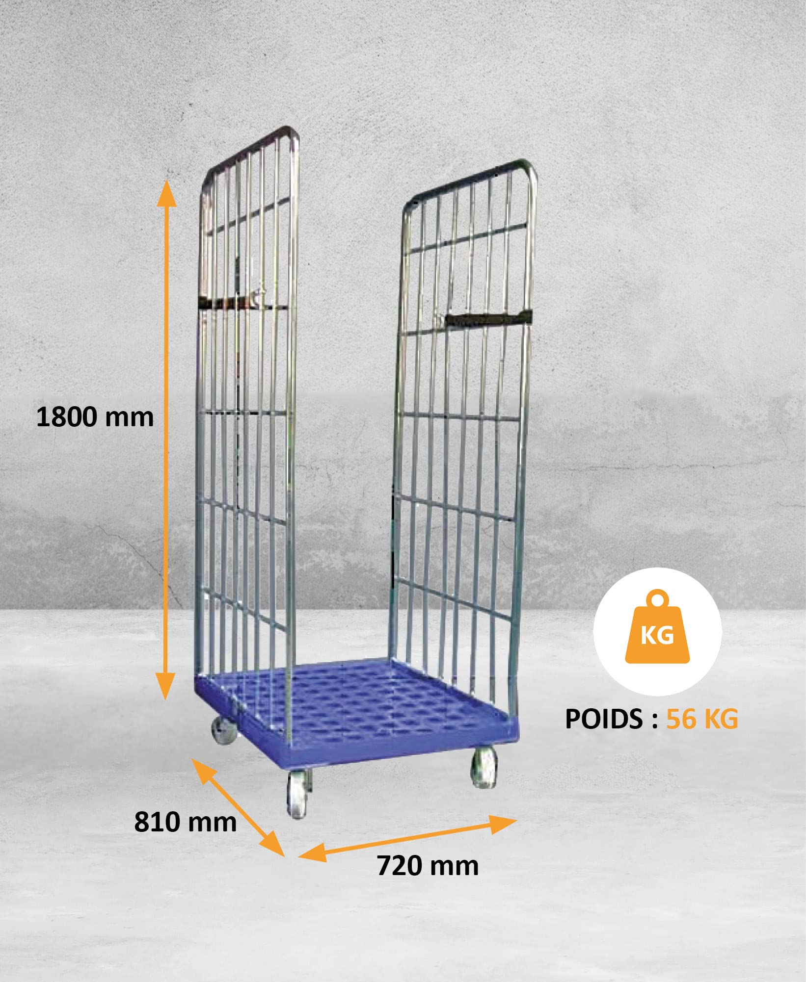 L2G Roll Container en INOX avec Base Plastique – Solution Robuste et Pratique pour Le Transport et Le Stockage Professionnel