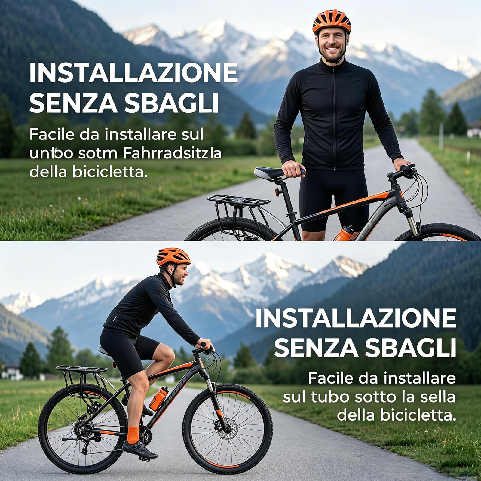 predolo Portapacchi Posteriore Mountain Bike Facile Installazione Portapacchi Bici Sgancio Rapido Ampia Compatibilità per Trasporto Bagagli, Cicloturismo
