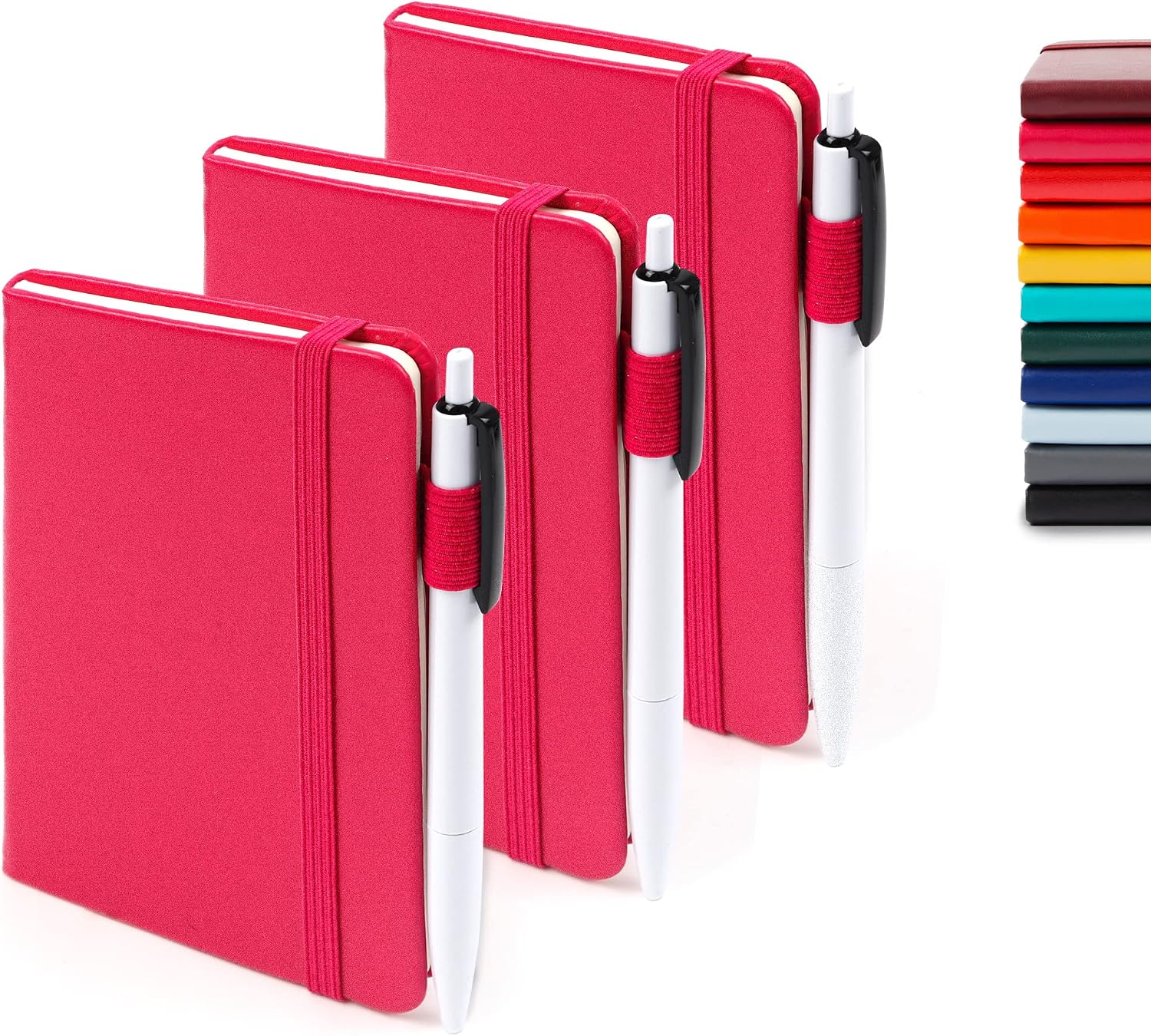 3 Pack Pocket Notebook Journals with 3 Black Pens, Feela