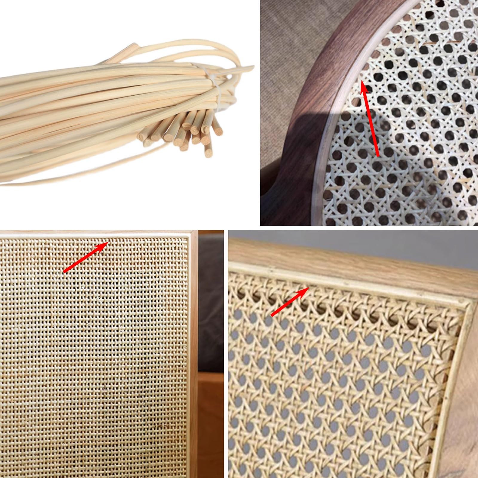Rattan Naturale Rotolo al Metro, Larghezza 60cm Paglia di Vienna per Sedie, Fettuccia Natuaral in Rattan per Mobili Cesti DIY(50x300cm)