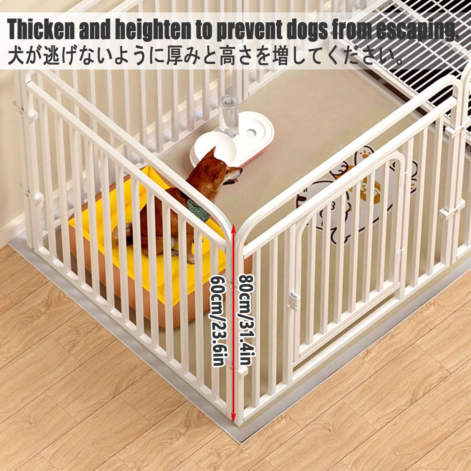 Parque para Perros Vallas para Perros， Corralito para Perros Pequeños y Medianos de Acero para Interior y Exterior，para Cachorros, Gatos, Conejos, Hurones(White,B_47.2X23.6X23.6IN)