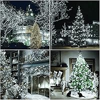 Vista 5 de Guirnalda de 200 luces LED de Navidad de color blanco cálido, cable verde de 66 pies, certificado UL, conectable, mini luces de Navidad