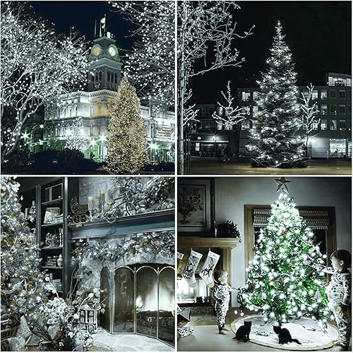 Miniatura 6 de Guirnalda de 100 luces LED de color blanco frío, cable verde de 35 pies, certificado UL, conectable, mini luces de Navidad para exteriores o