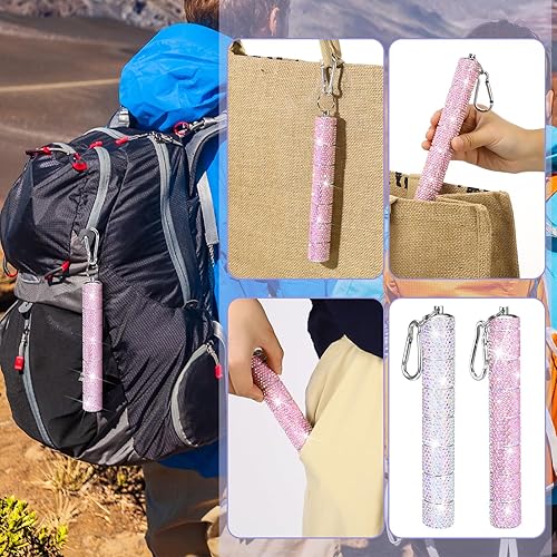 Miniatura 4 de Tioncy Pastillero portátil con diamantes de imitación, pequeño con purpurina, impermeable, con brillantina, de aluminio, reutilizable, para guardar